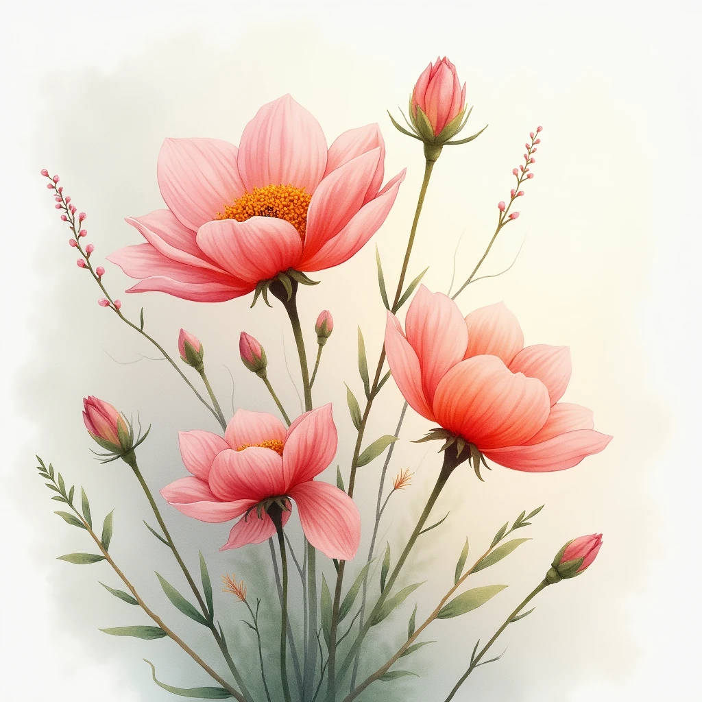 Watercolor flowers are losing their color