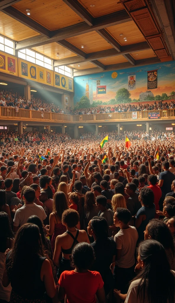 A crowded, passionate meeting hall in Johannesburg.