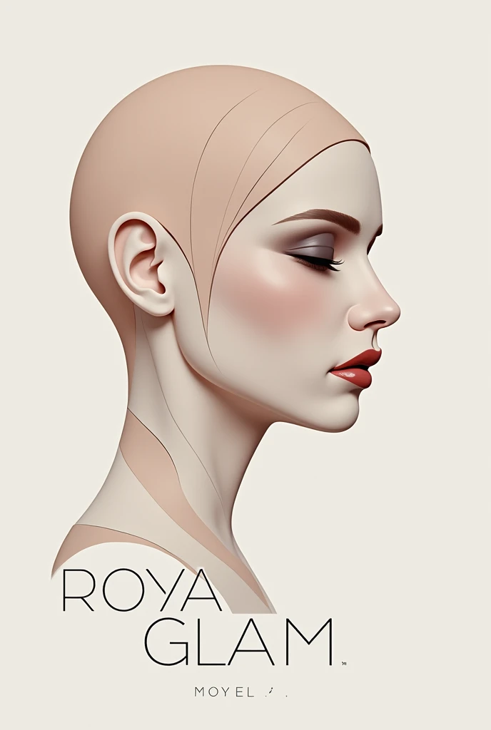 Create a logo for "Roya Glam," a modeling agency specializing in AI models. The design should seamlessly blend elements representing both human and AI models. Incorporate sleek, modern aesthetics that reflect sophistication and innovation. Consider using abstract or geometric shapes to symbolize the fusion of human beauty and advanced technology, with a color palette that exudes elegance and futuristic vibes. The logo should capture the essence of cutting-edge fashion and the seamless integration of AI in the modeling industry

