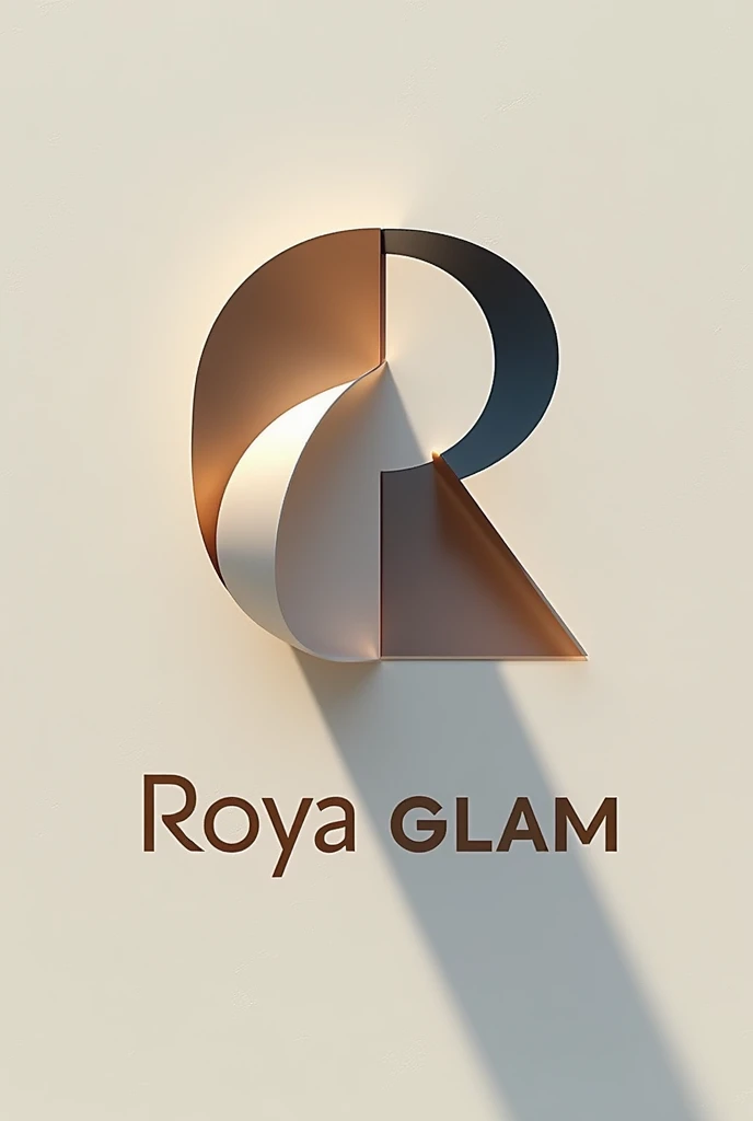 Create a logo for "Roya Glam," a modeling agency specializing in AI models. The design should seamlessly blend elements representing both human and AI models. Incorporate sleek, modern aesthetics that reflect sophistication and innovation. Consider using abstract or geometric shapes to symbolize the fusion of human beauty and advanced technology, with a color palette that exudes elegance and futuristic vibes. The logo should capture the essence of cutting-edge fashion and the seamless integration of AI in the modeling industry