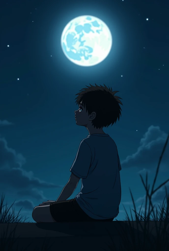 Sad boy see moon