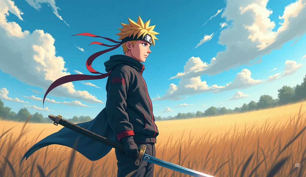 наруто в стиле киберпанк and sword in field with sky background, Detailed key anime art,, portrait heroines anime, detailed digital anime art, Highly detailed official design, photo of Асуна из SAO,