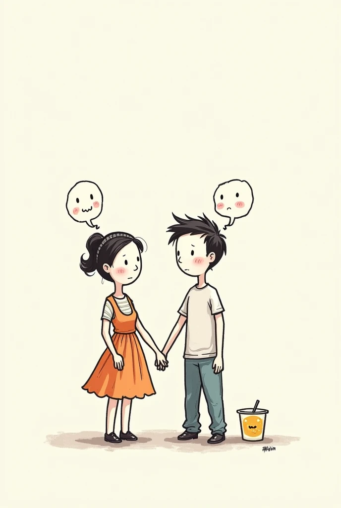 Give me an image of a couple in drawings that says "the one who doesn't know much" and "He who eats everything"
