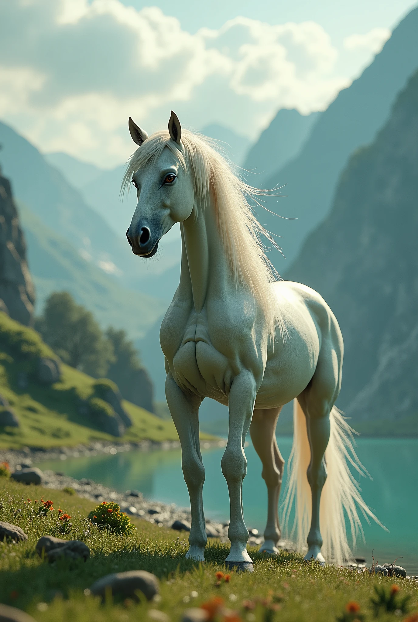A horse with the legs of a man and the head of a woman