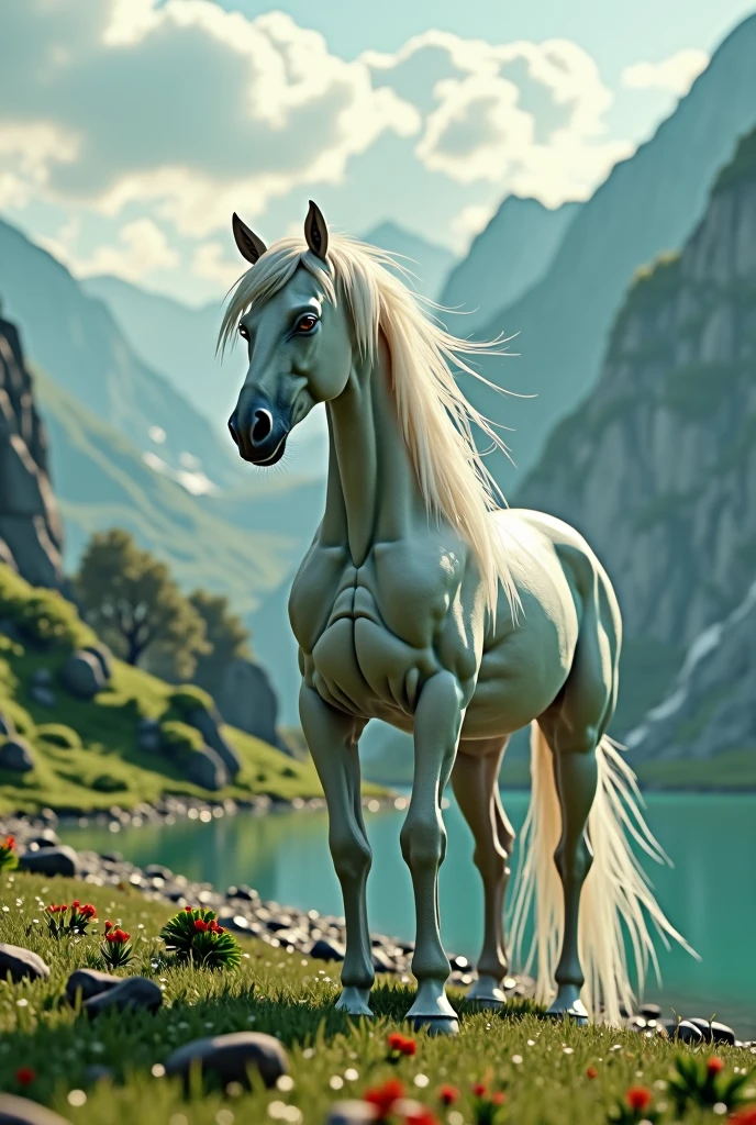 A horse with the legs of a man and the head of a woman 