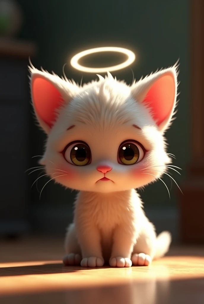 「Pixar-inspired styleで描かれたAIkitten, Cute girls' clothesを着ている, Worried and surprised expression, Tears glisten in wide-open eyes, Collapse to one's knees姿勢, Drooping ears, In a dark room, 3D animation style, Soft halo, Delicate fur movement, A faint shadow in the background」
This prompt contains the following elements::
1. you have: 「AIkitten」Expressed as 2. kitten: 「kitten」As stated 3. Worried expression: 「Worried and surprised expression」
4. Surprised face/Depressed: 「Tears glisten in wide-open eyes」「Drooping ears」
5. Collapse to one's knees: 「Collapse to one's knees姿勢」
6. Dark atmosphere: 「In a dark room」
7. Cute girls' clothes: 「Cute girls' clothesを着ている」
8. Pixar-inspired style: 「Pixar-inspired styleで描かれた」「3D animation style」
moreover、To emphasize Pixar-esque features and emotional expression、「Soft halo」「Delicate fur movement」「A faint shadow in the background」We also added elements such as。