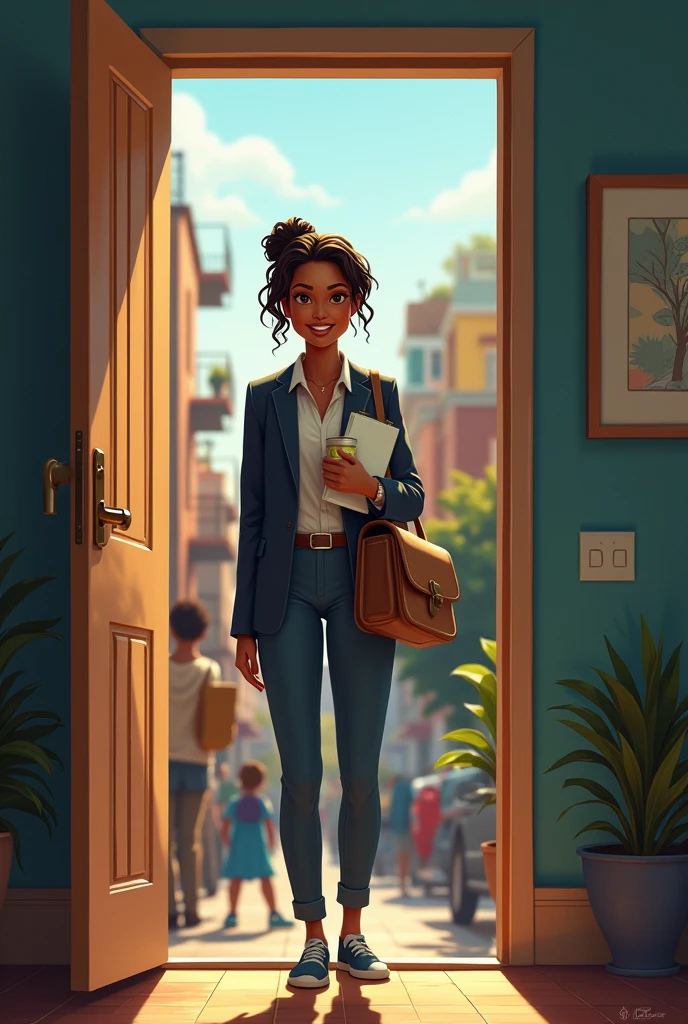 A social worker getting ready to go to work in a community