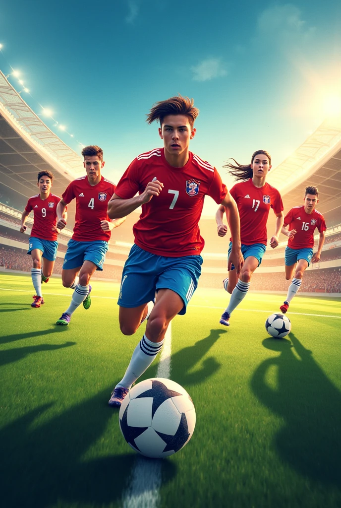 Make a poster about a Football tournament. 
Title: Inter Scholarshome Championship 2024
Coming soon...

Don't use any logo used jersey in the background 