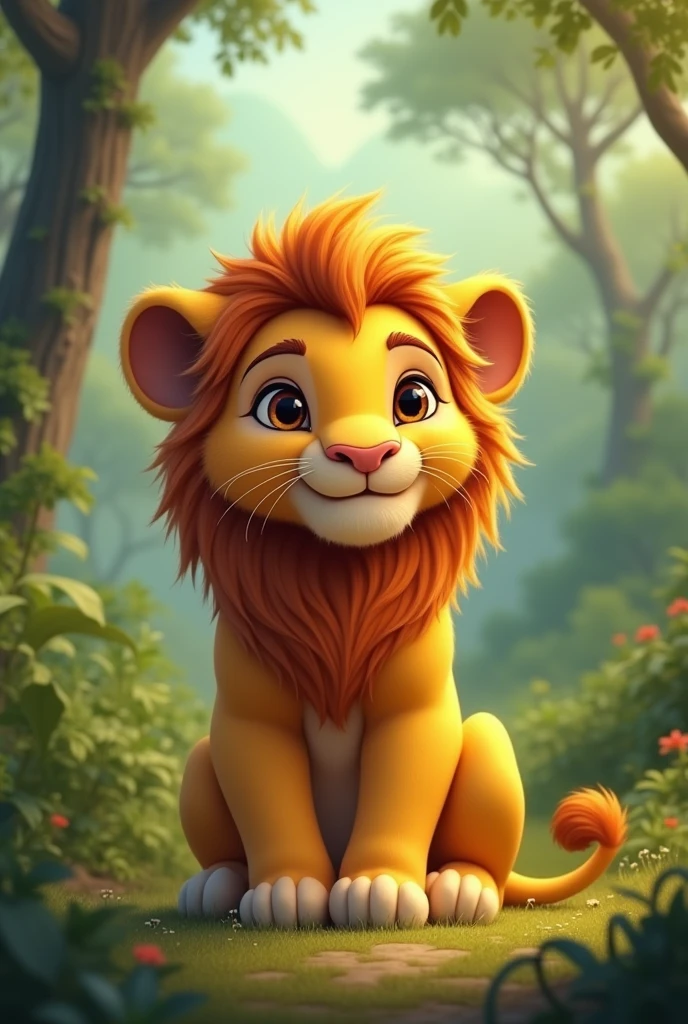 Lion　cute　Wilderness background　Real