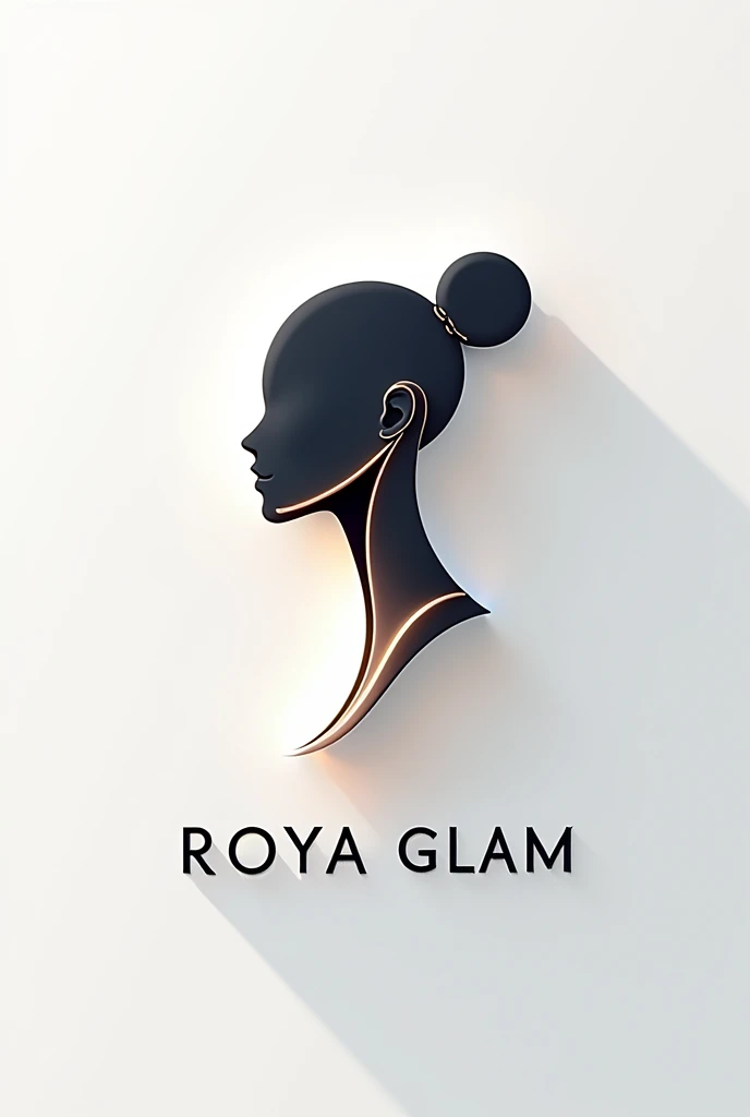 Create a logo for "Roya Glam," a modeling agency specializing in AI models. The design should seamlessly blend elements representing both human and AI models. Incorporate sleek, modern aesthetics that reflect sophistication and innovation. Consider using abstract or geometric shapes to symbolize the fusion of human beauty and advanced technology, with a color palette that exudes elegance and futuristic vibes. The logo should capture the essence of cutting-edge fashion and the seamless integration of AI in the modeling industry