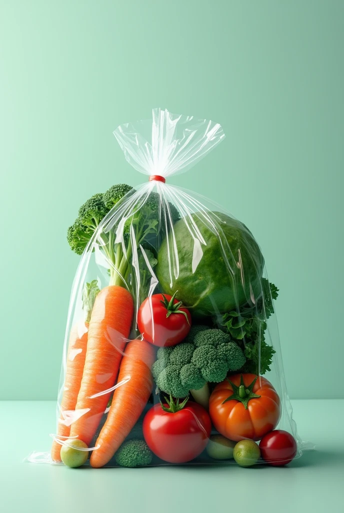 Create a plastic bag of vegetables in front that looks unnecessary for a sign