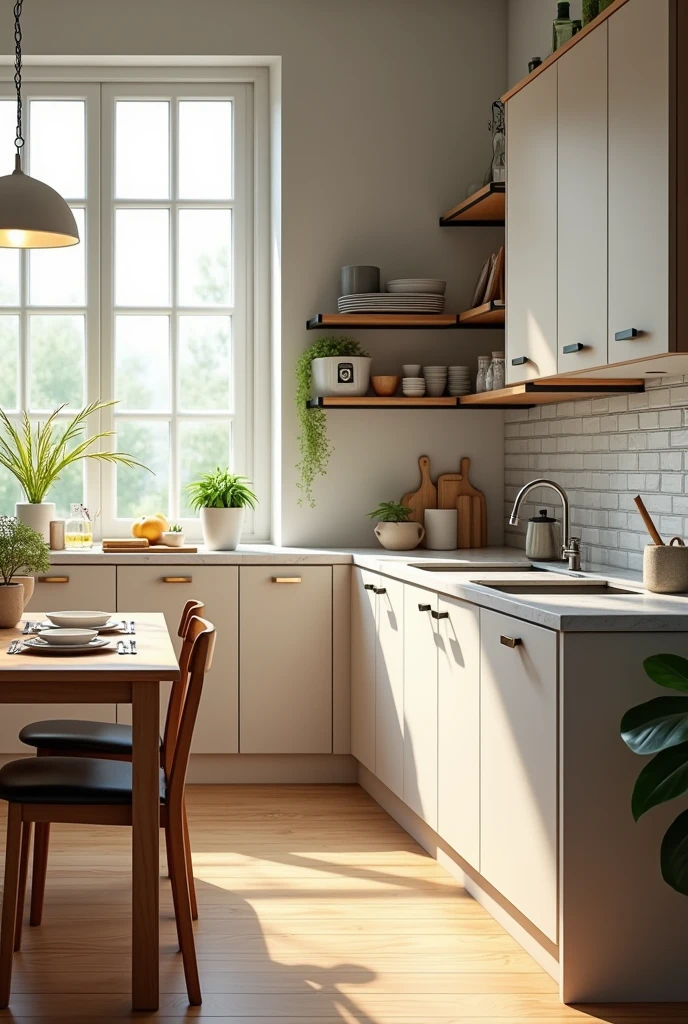 Make a normal sized table next to a counter that is larger than the table.