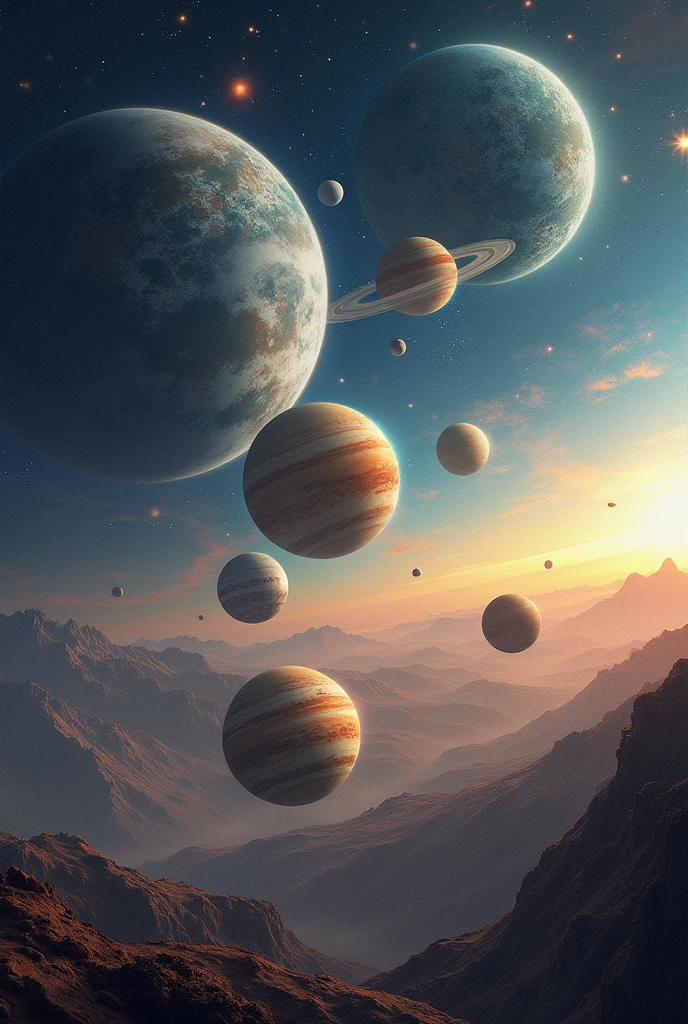 8 planet on solar system landscape