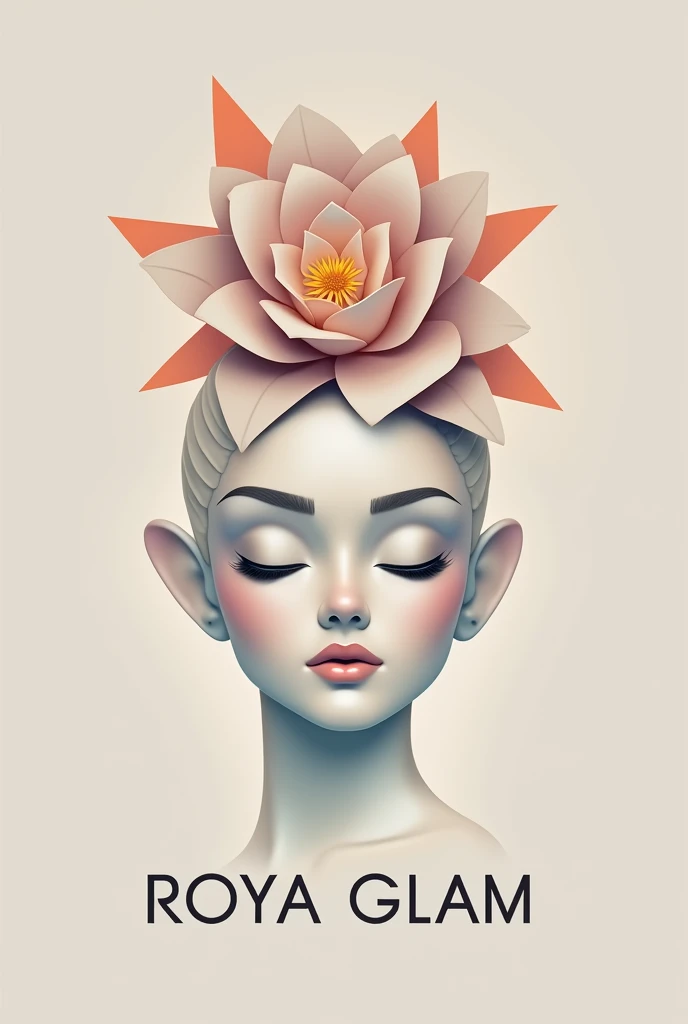 Create a logo for "Roya Glam," a modeling agency specializing in AI models. The design should seamlessly blend elements representing both human and AI models. Incorporate sleek, modern aesthetics that reflect sophistication and innovation. Consider using abstract or geometric shapes to symbolize the fusion of human beauty and advanced technology, with a color palette that exudes elegance and futuristic vibes. The logo should capture the essence of cutting-edge fashion and the seamless integration of AI in the modeling industry

