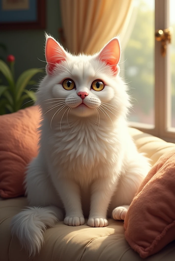 Old white cat