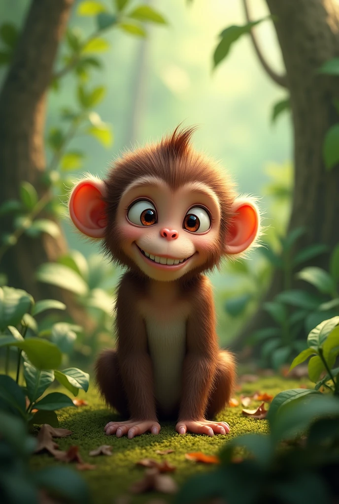 monkey　cute　Forest Background　Real