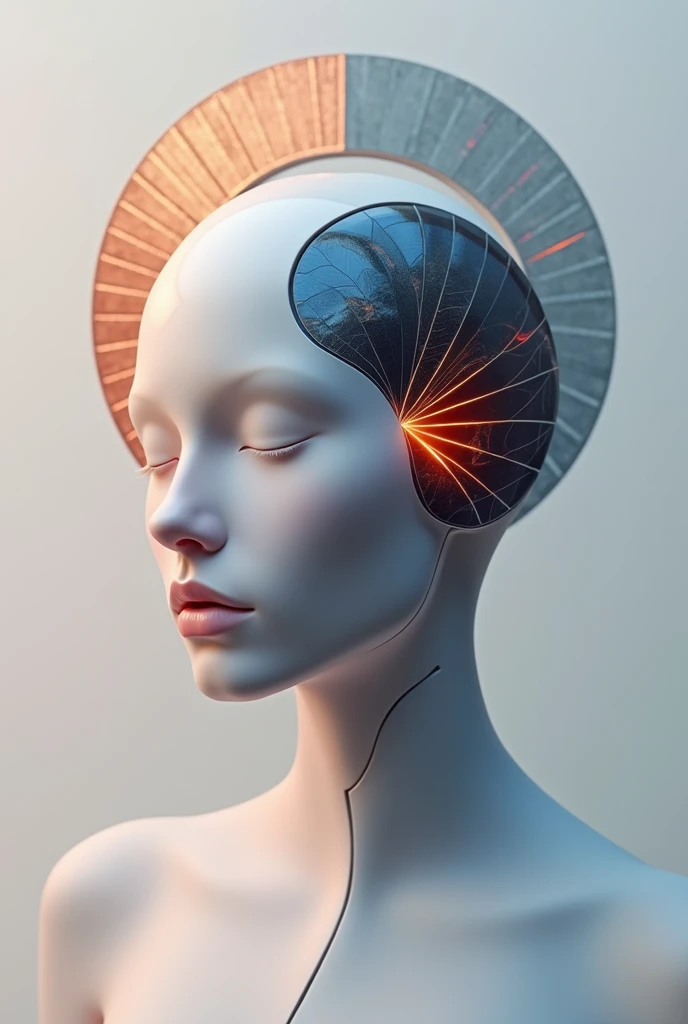 Create a logo for "Roya Glam," a modeling agency specializing in AI models. The design should seamlessly blend elements representing both human and AI models. Incorporate sleek, modern aesthetics that reflect sophistication and innovation. Consider using abstract or geometric shapes to symbolize the fusion of human beauty and advanced technology, with a color palette that exudes elegance and futuristic vibes. The logo should capture the essence of cutting-edge fashion and the seamless integration of AI in the modeling industry