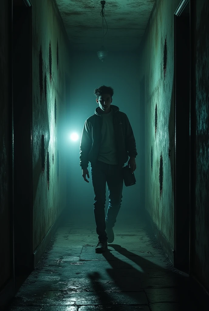 Ravi walking through a dimly lit corridor inside the mansion, his flashlight revealing strange, deep scratches on the walls. The air is filled with an eerie whisper, seemingly coming from all directions, causing Ravi to look around in fear and confusion.
Size: 1024x1024