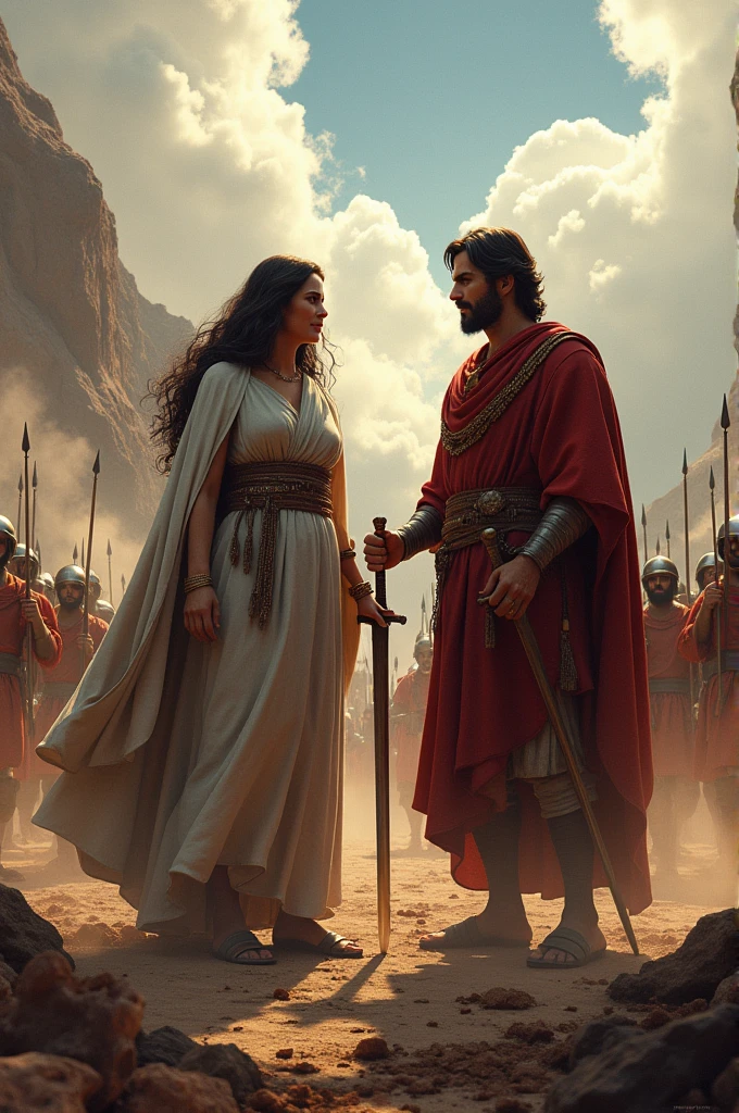 3D drawing of Debora and Barack defeating Sicera's army