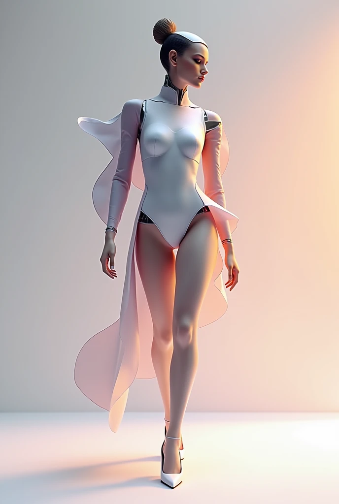 Create a logo for "Roya Glam," a modeling agency specializing in AI models. The design should seamlessly blend elements representing both human and AI models. Incorporate sleek, modern aesthetics that reflect sophistication and innovation. Consider using abstract or geometric shapes to symbolize the fusion of human beauty and advanced technology, with a color palette that exudes elegance and futuristic vibes. The logo should capture the essence of cutting-edge fashion and the seamless integration of AI in the modeling industry