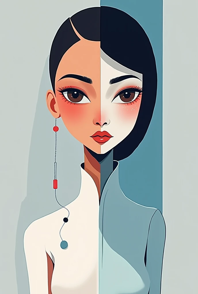 Create a logo for "Roya Glam," a modeling agency specializing in AI models. The design should seamlessly blend elements representing both human and AI models. Incorporate sleek, modern aesthetics that reflect sophistication and innovation. Consider using abstract or geometric shapes to symbolize the fusion of human beauty and advanced technology, with a color palette that exudes elegance and futuristic vibes. The logo should capture the essence of cutting-edge fashion and the seamless integration of AI in the modeling industry