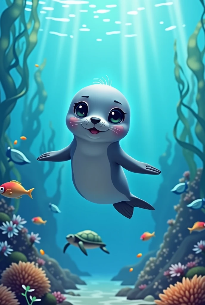 seal　cute　Sea background　Real