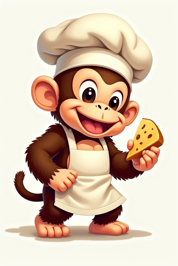 Make me a logo of Donkey Kong from Mario Bros. of a baby dressed as a chef with a cassava bread in his hand, tender