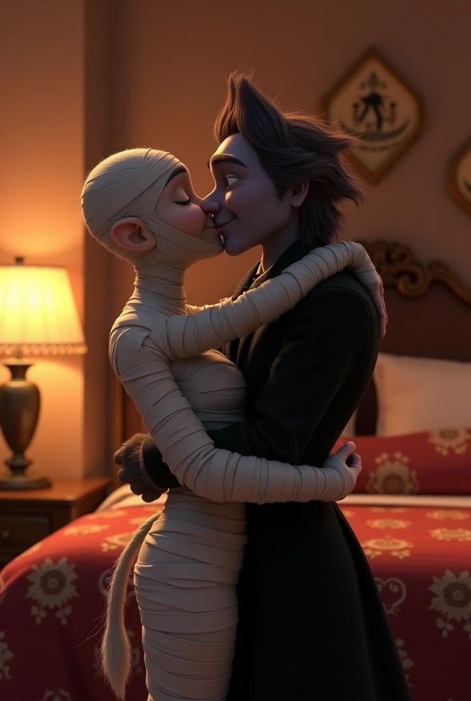 Murray and Wayne kissing in the hotel transylvania