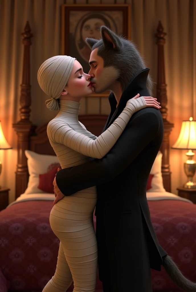 Murray and Wayne kissing in the hotel transylvania