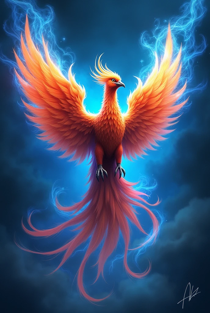 Phoinex bird back and blue flames name phoinex plazz on th picture