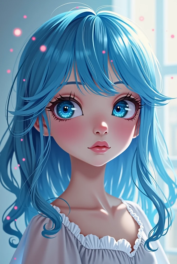 A girl with and blue hair