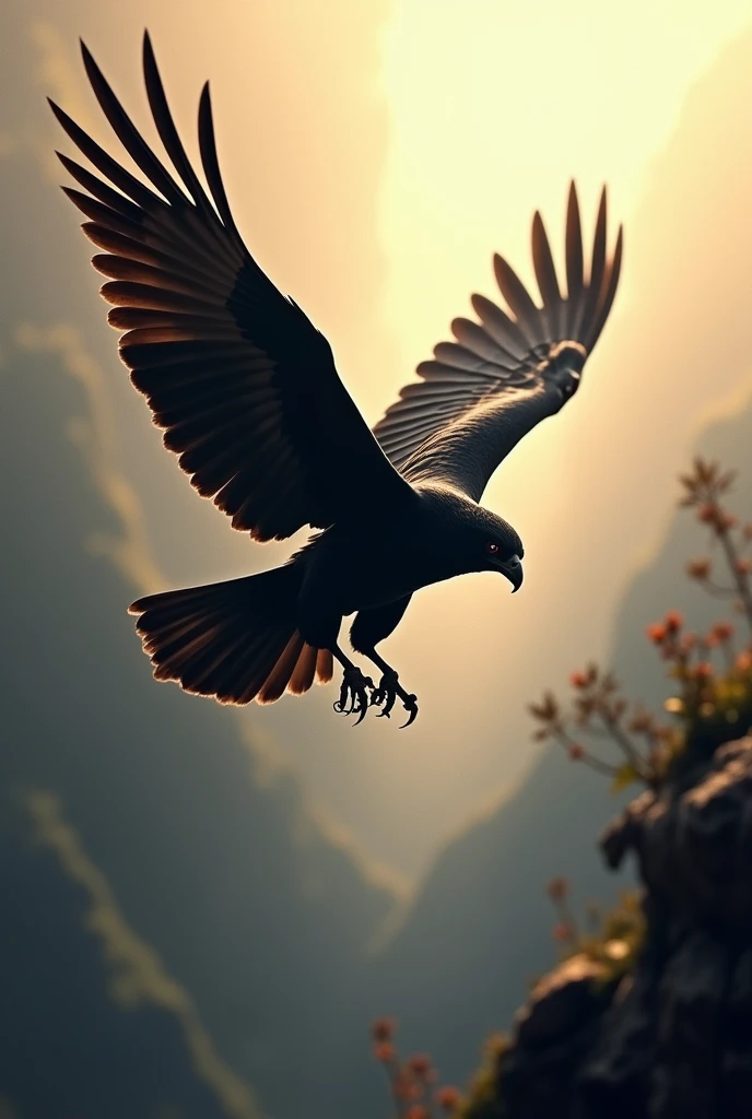 Black Hawk Animal Flying in Dive