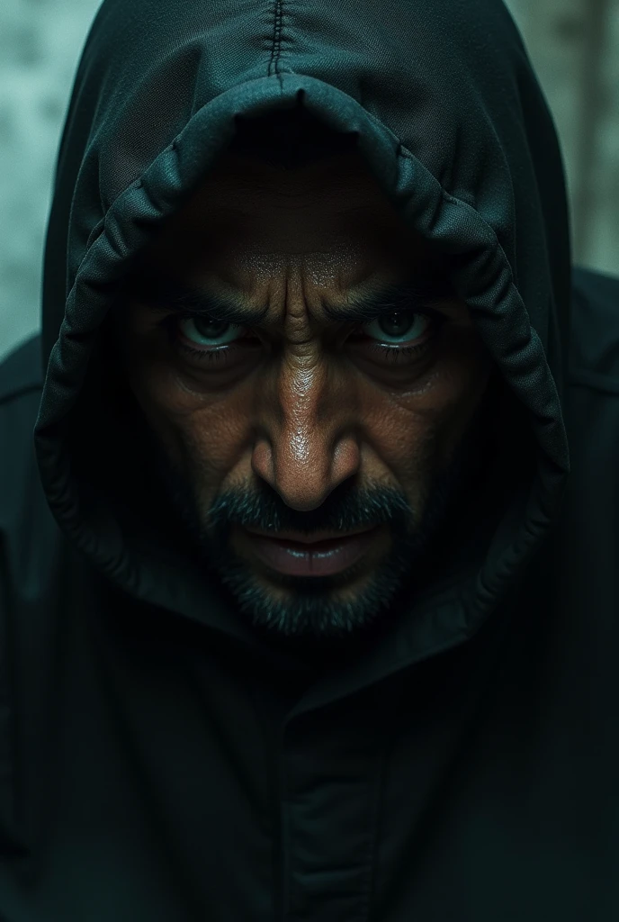 A close-up of Ravi’s face, drenched in cold sweat, his eyes wide with terror as he stares at the approaching shadow. The room around him is filled with dark, creeping shadows, and the atmosphere is suffocating with fear and panic.

Size: 1024x1024