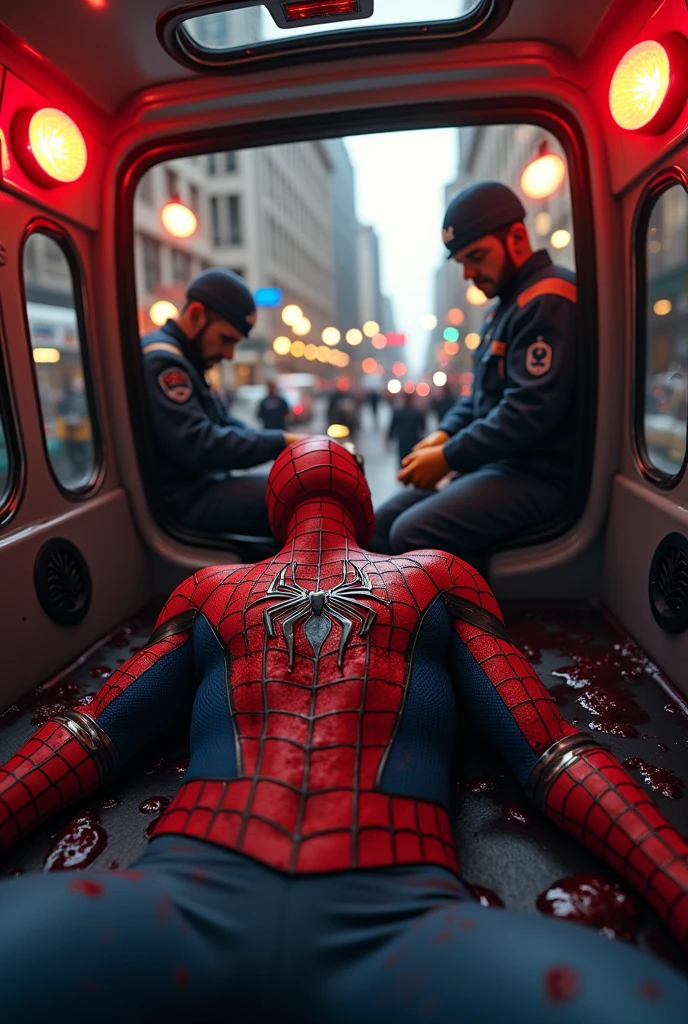 Ambulance taking spiderman to hospital 