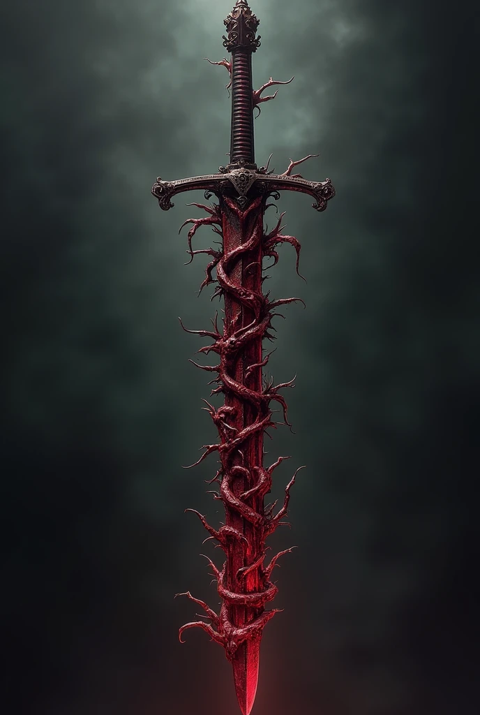 Create better quality, work of art, detailded, in the style of the Paranormal Order RPG, 1 Japanese sword in disguise, transformed with pieces of crimson meat, teeth and bones forming its blade 