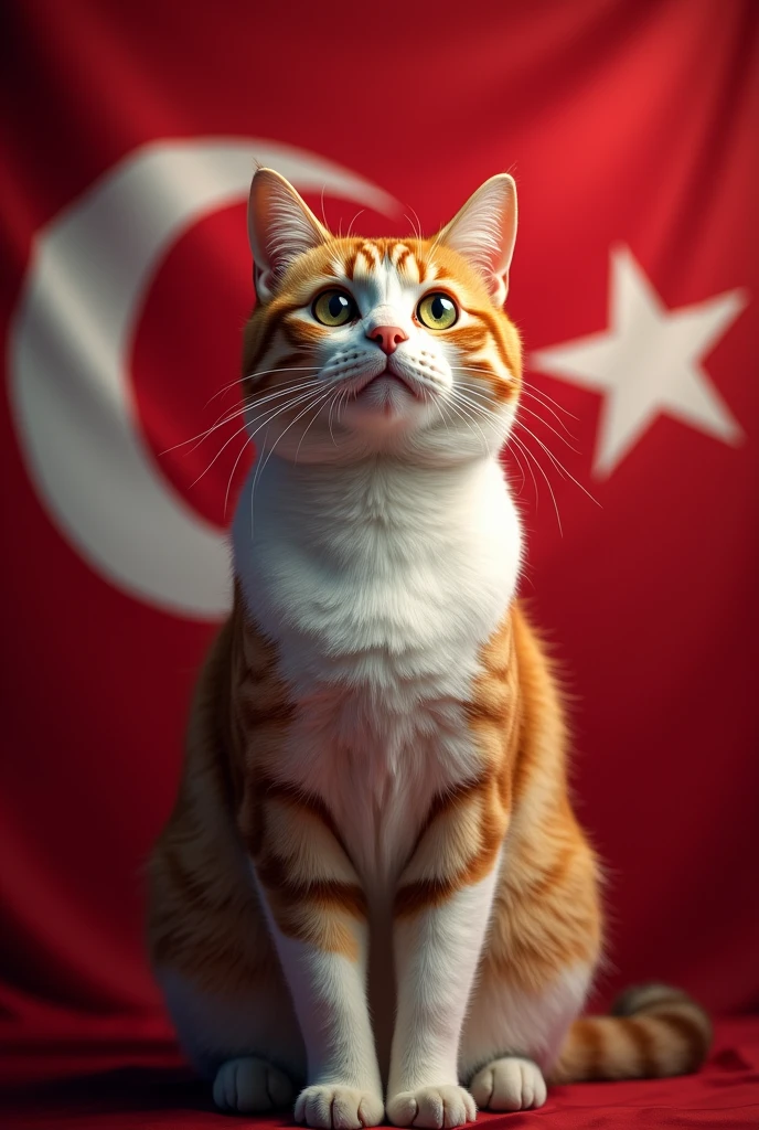 Türkiye Victory Day themed cat with heart