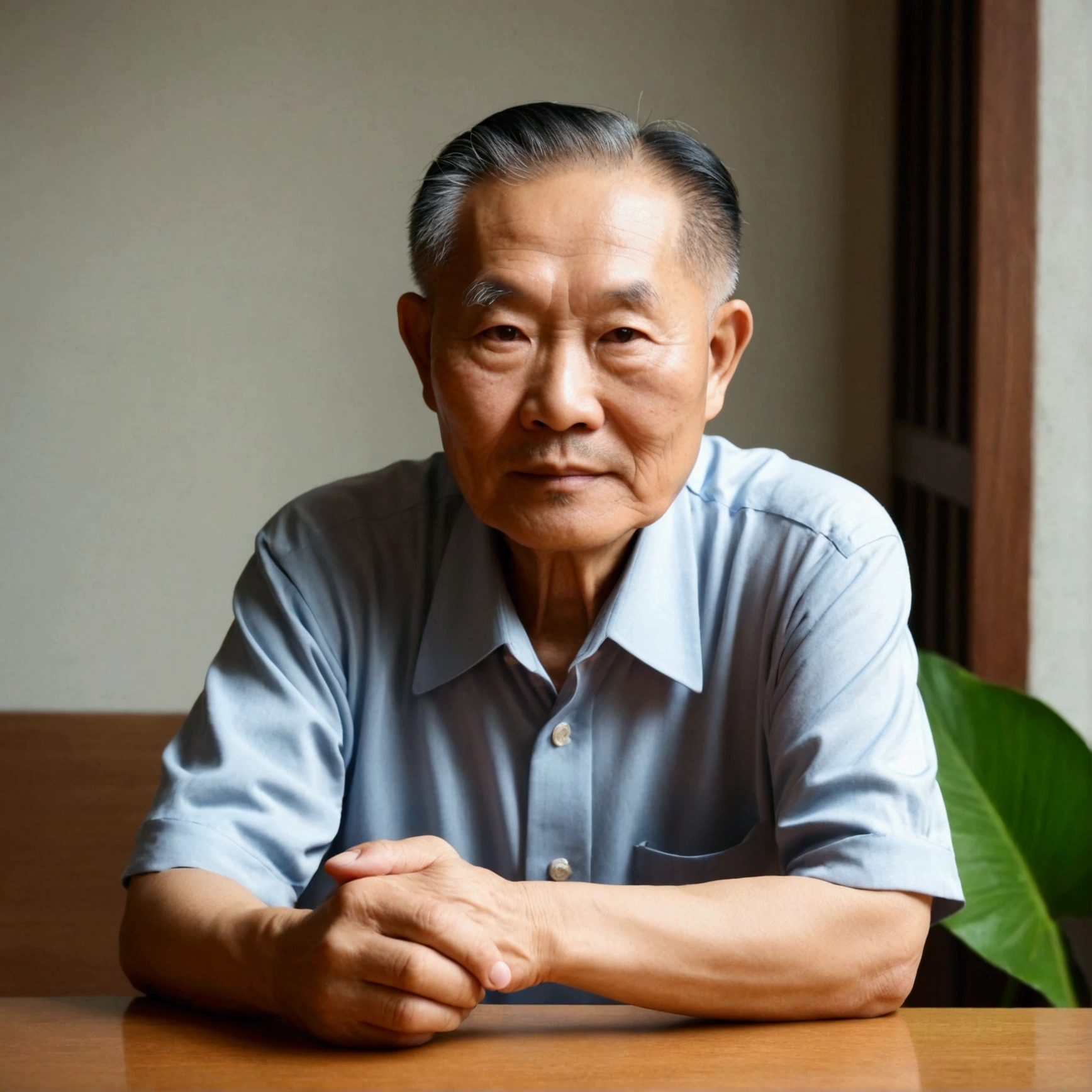 I want to create an image of a 5 ordinary Chinese male retired worker who is simple and leisurely after retirement.