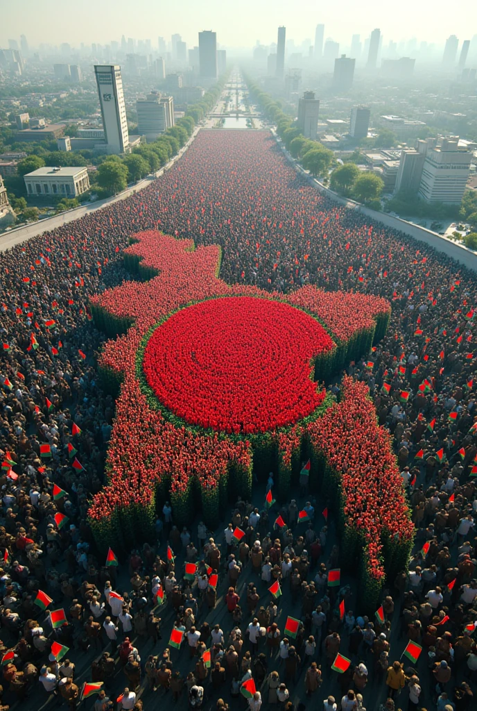 Bangladeshi map made with thousands people and every people carrying flag of Bangladesh Bangladesh city