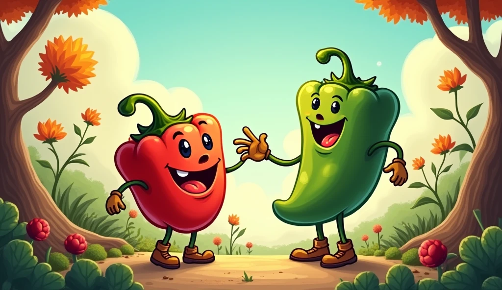 a cartoon capsiumst  pointing toward the vegetala