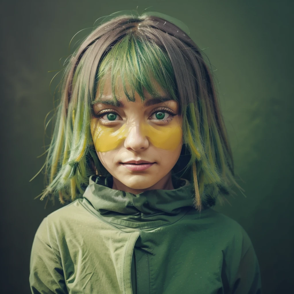 2D, mostly using color code dark green and mustard palette, dark gray green, dark green mustard pastel color, using very little dark green warm colors with tonal combination With green and mustard color, dark gray green, no human in picture, just palnet