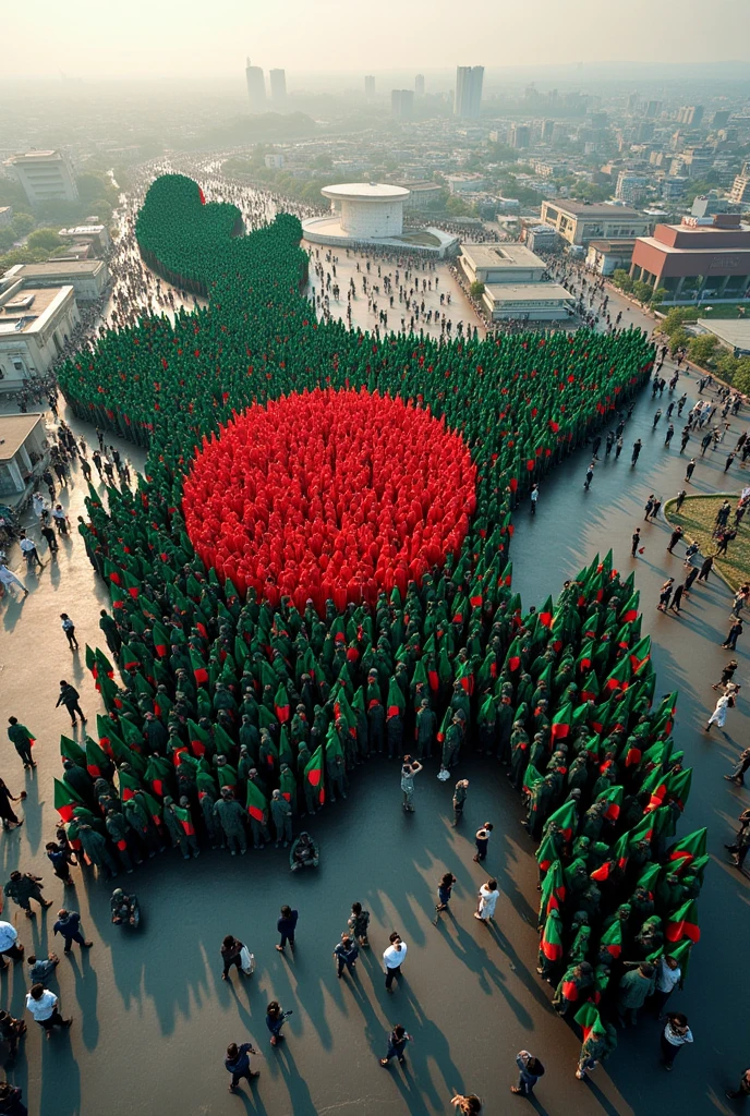 Bangladeshi map made with thousands people and every people carrying flag of Bangladesh Bangladesh city