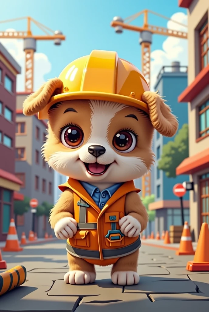 puppy cute Civil Engineering Costume Building Background Real