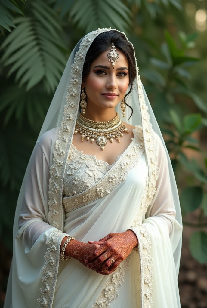 Nepali bride wearing white cultural dress