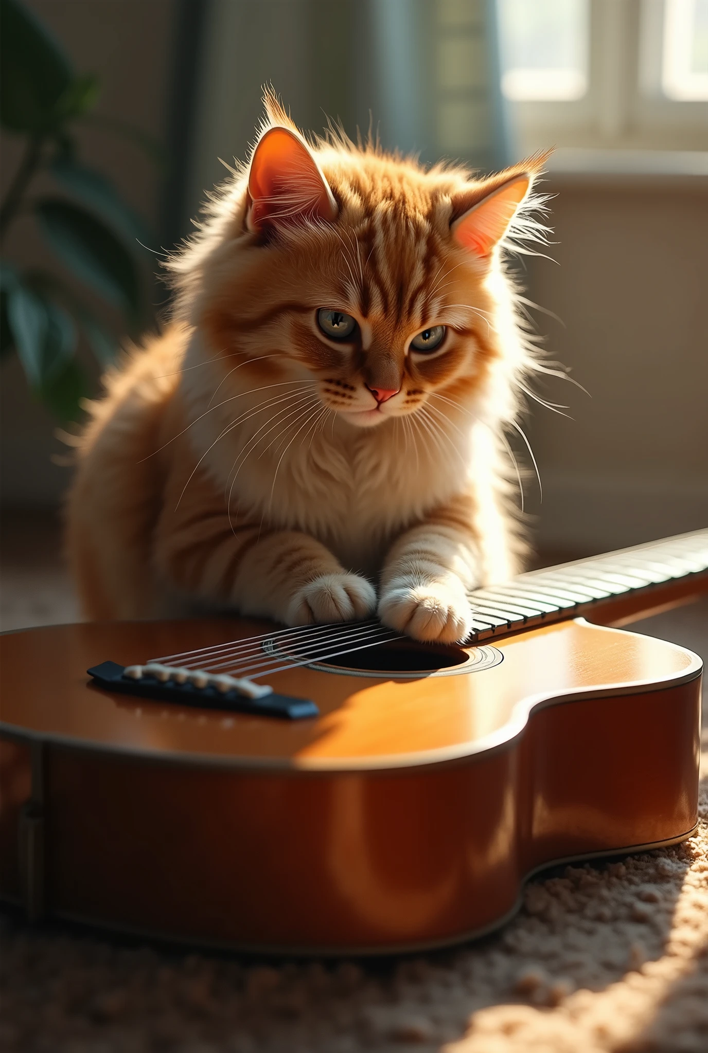 Cat and guitar
