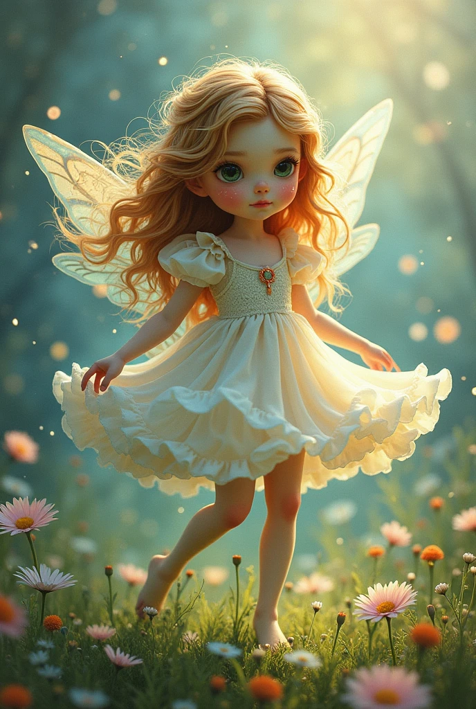 shabby chic dreamy glow pastel woodland freckled fairy girl swirling magical fairytale abstract ArtStation style