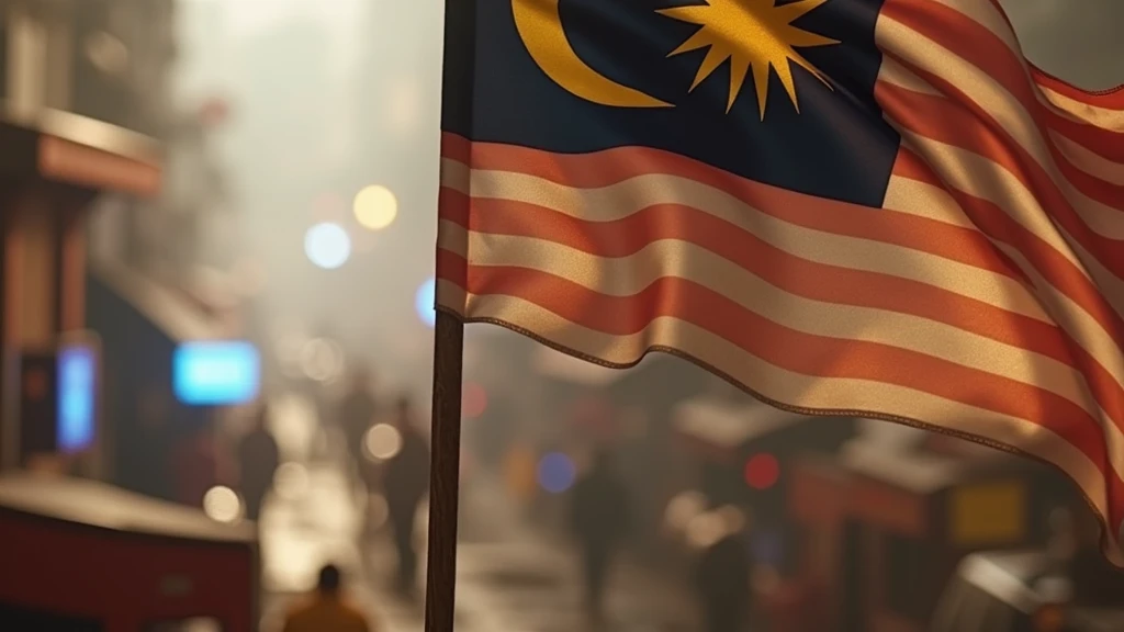 Malaysian flag waving at the background, very detailed, cg, finely, highest quality, 8k wallpaper, movie lighting, --AR 1:1 HD, high resolution, very detailed, highest quality, hyper-realistic, 16k, low light, Japanese filter, cinematic