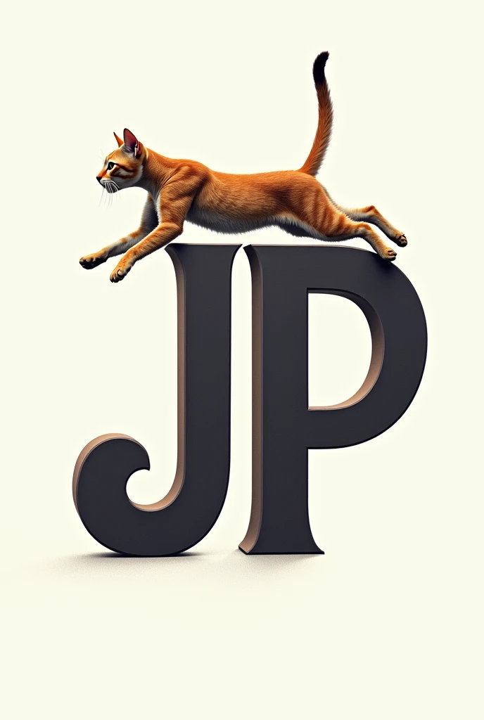 My name is Juan Pablo, and I am a soccer goalkeeper. I would like the two letters J and P, which are my initials, to appear in the image and be joined together.. At the same time I want a cat to appear above the letters, a realistic cat, Because they are animals with very good reflexes and can jump very high., They are similar to soccer goalkeepers