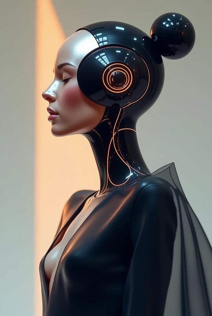 Create a logo for "Roya Glam," a modeling agency specializing in AI models. The design should seamlessly blend elements representing both human and AI models. Incorporate sleek, modern aesthetics that reflect sophistication and innovation. Consider using abstract or geometric shapes to symbolize the fusion of human beauty and advanced technology, with a color palette that exudes elegance and futuristic vibes. The logo should capture the essence of cutting-edge fashion and the seamless integration of AI in the modeling industry

