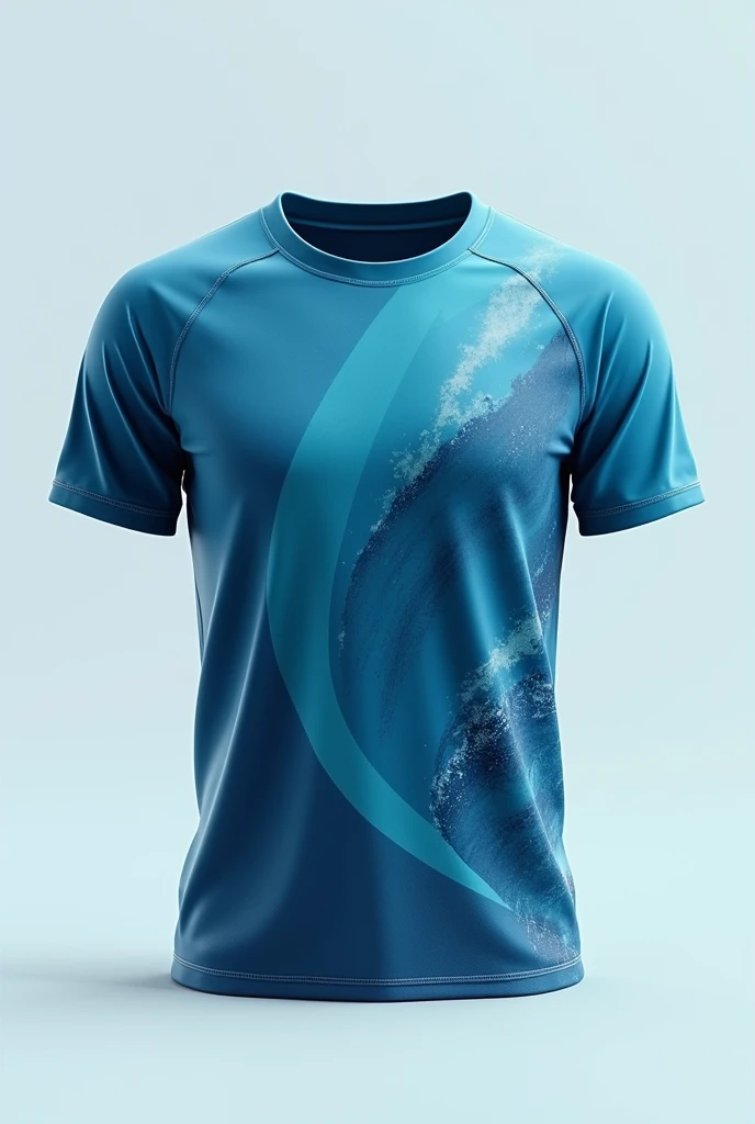 Make me a minimalist and aesthetic yet aggressive team shirt jersey design for school sport fest the theme is avatar water element round neck with back