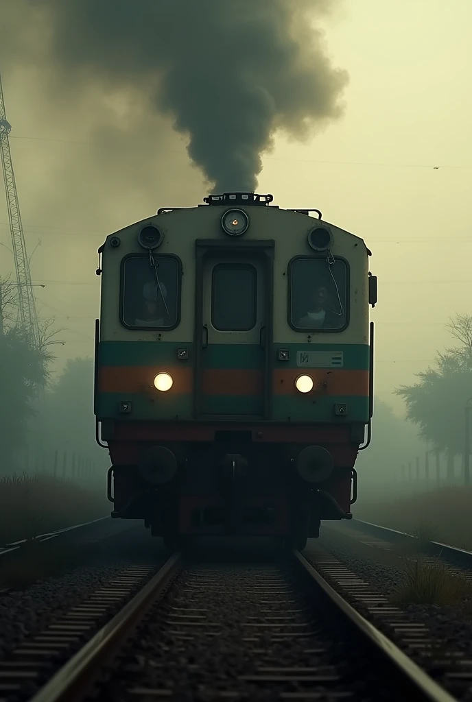 Make youtube thumbnail with tag line about godhra incident with orignal train photo 